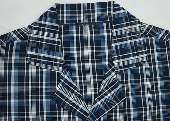 Anti Pilling Mens Luxury Sleepwear Woven Cotton Poplin Yarn Dyed Pajamas Shorts
