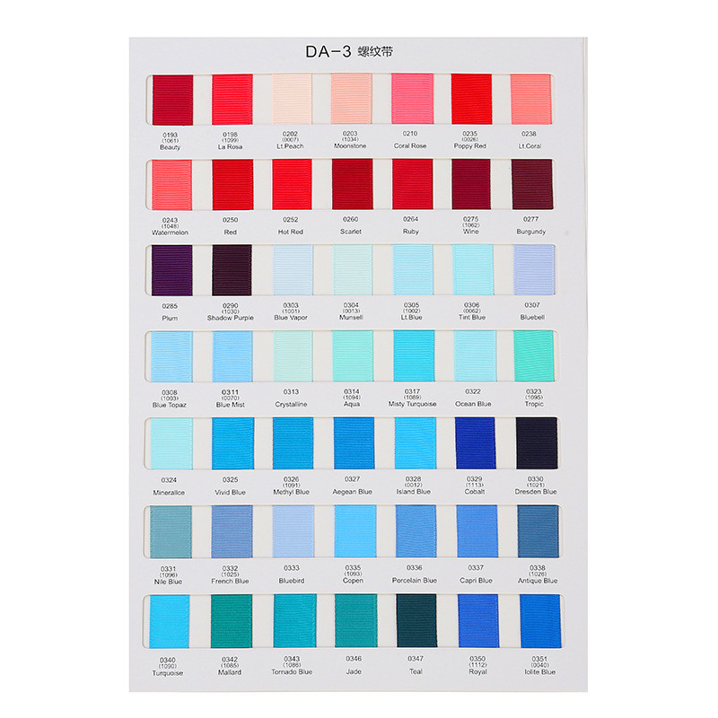 3mm-100mm Solid Assorted Color Polyester Grosgrain Ribbon for Gift Wrapping and DIY Craft
