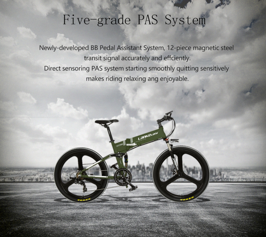 26 Inch Electric Folding Bike , 400W Lankeleisi Electric Bike 10AH L G Battery