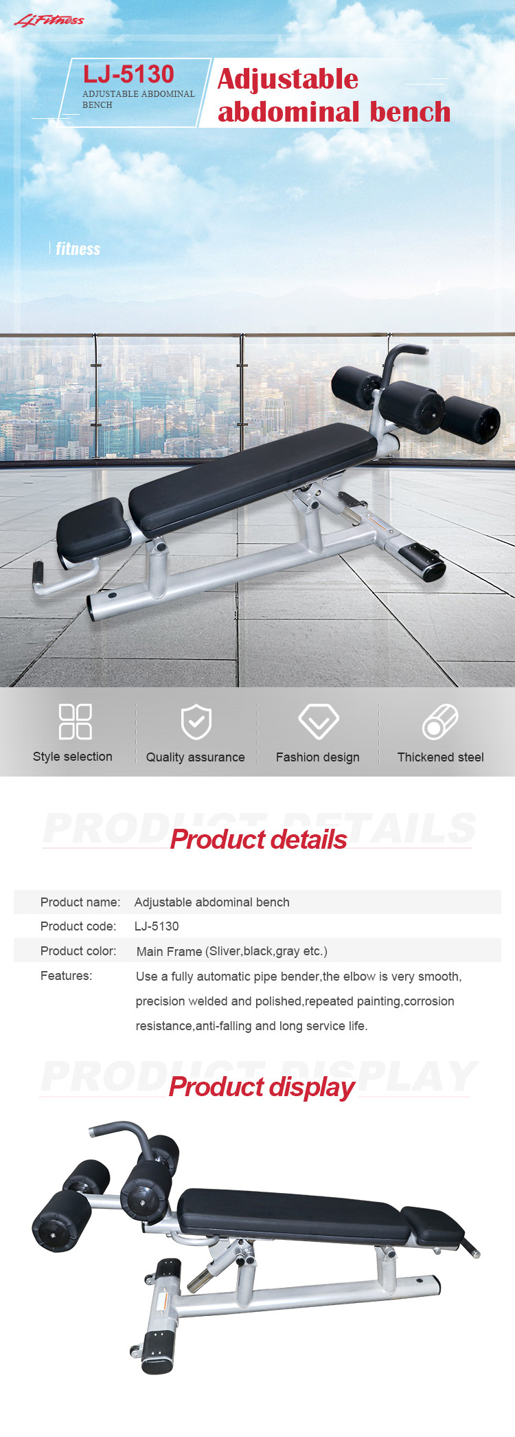ODM Home Gym Workout Equipment Commercial Abdominal Crunch Fitness Bench