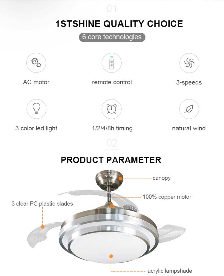 Home Hotel Office Living Room Decoration 42 Inch 110V AC Motor Remote Control Ceiling Fan
