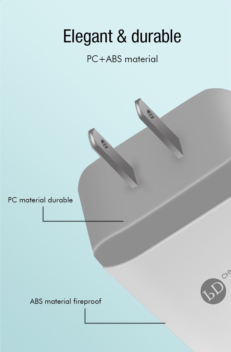 2 Ports USB C PD Wall Charger , QC 3.0 18W USB Type C Wall Adapter For IPhone 12