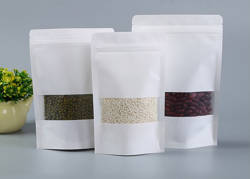 Resealable Stand Up LDPE Kraft Paper Food Pouches Aluminum Foil With Zipper