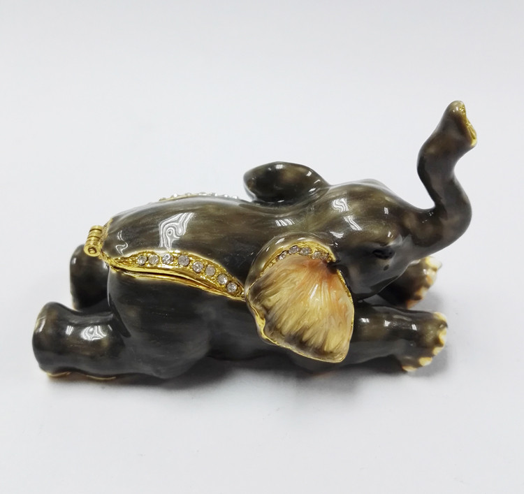 Custom metal elephant shaped vintage jewelry box for promotional gift