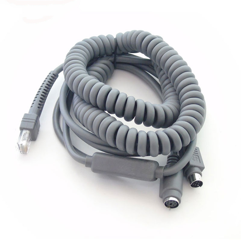 Ps2 KBW Wedge Barcode Scanner Cord Cable Spiral 3m 5m Length For Symbol