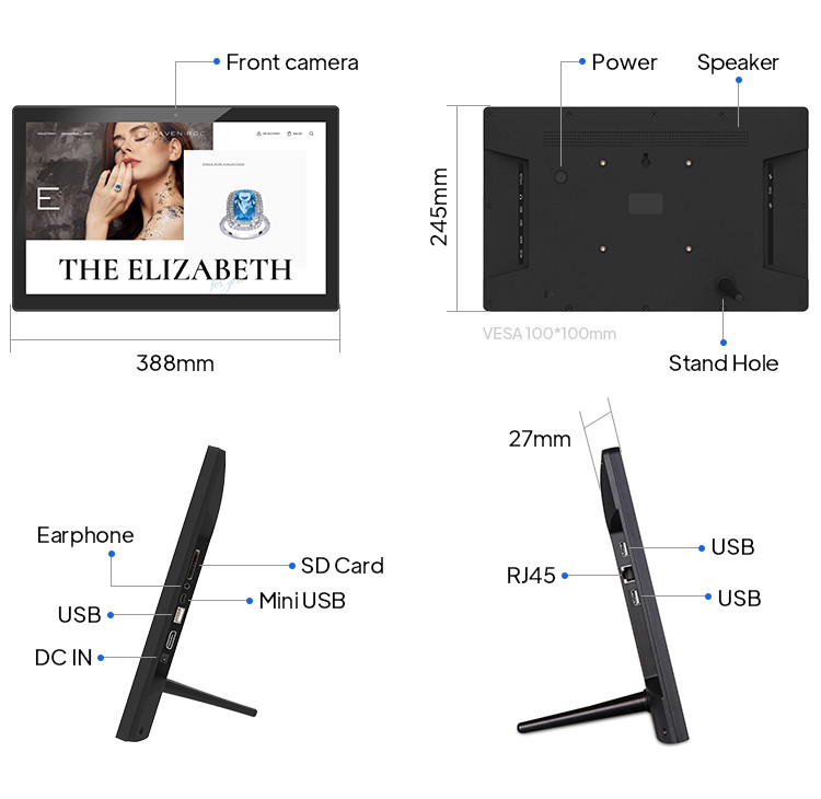 Rockchip RK3288 Wall Mounted LCD Panel Capacitive Touch Screen Android 8.1
