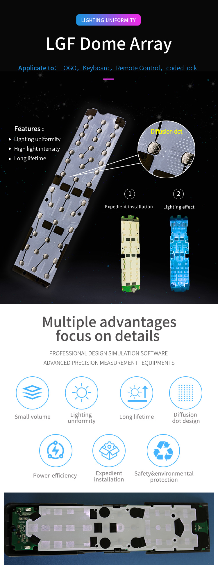 Telecommunication Equipment Tactile Metal Domes 0.14~0.5mm Total Height Durable
