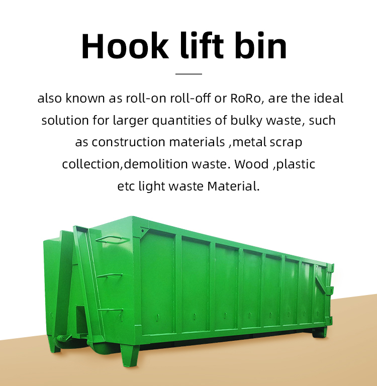 Customized Heavy Duty Hook Lift Bin With Lockable Lid Anti Corrosion Coating