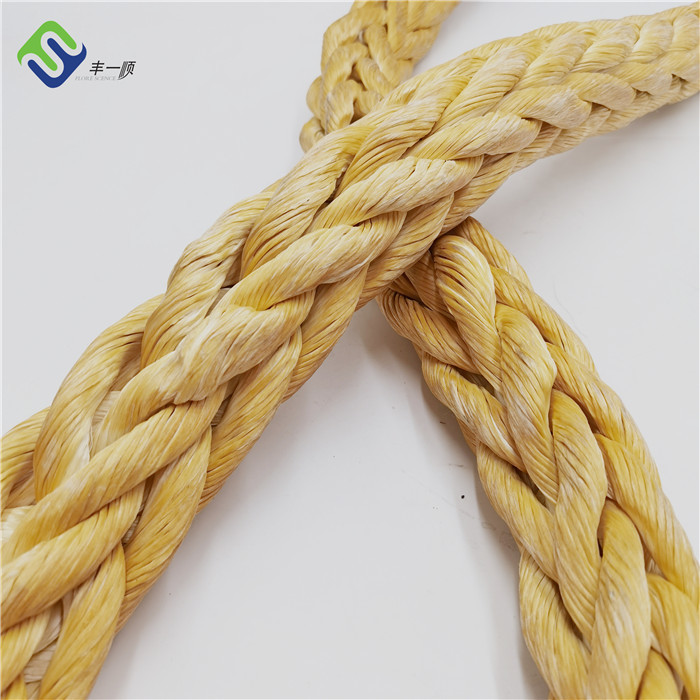 56mmx220m UHMWPE Braided Rope 12 Strand With Yellow Color ABS Approved