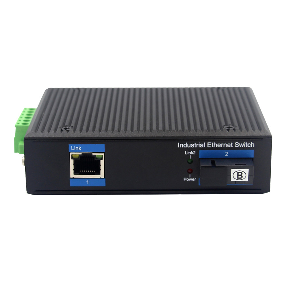 Din Rail 10/100/1000M Fiber To UTP Converter 24V Unmanaged Industrial Switch