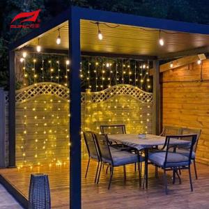 China 3X5 4x4 Grey Motorized Aluminum Pergola Garden Building With Outdoor Roller Blinds on sale