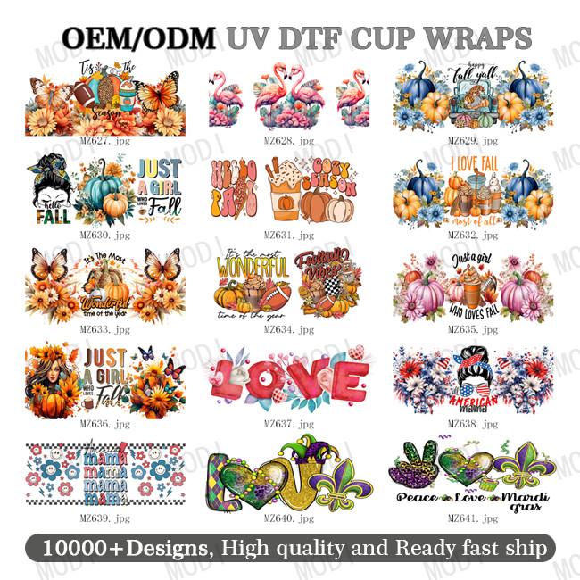 Custom Design 16oz UVDTF Tumbler Decals Sticker Valentine'S Day UV DTF Cup Wrap