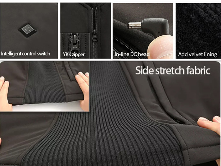 V Neck Rechargeable Heated Vest 7.4V 4400mAh Thermal Vests Ladies Spandex / Polyester