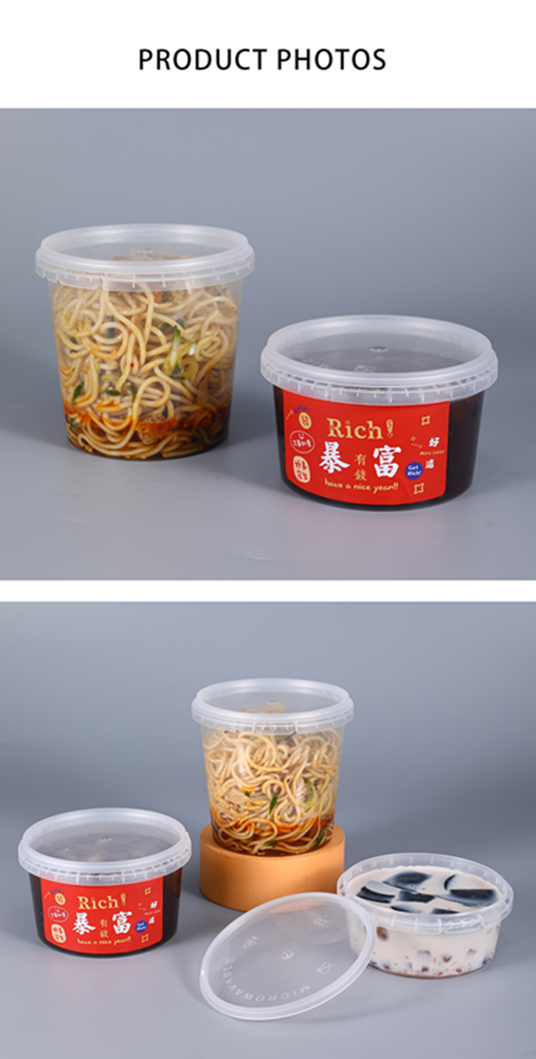 Plastic Food Storage Buckets With Lids 300ml 500ml 1L 2L Food Grade Transparent Bucket For Fruit