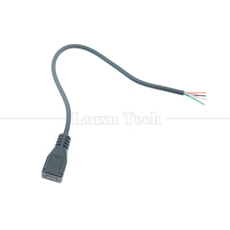 OEM Data Charging Micro b 5 PIN USB Male Female to Open 2 4 Cores Bare Wires Pigtail Cable