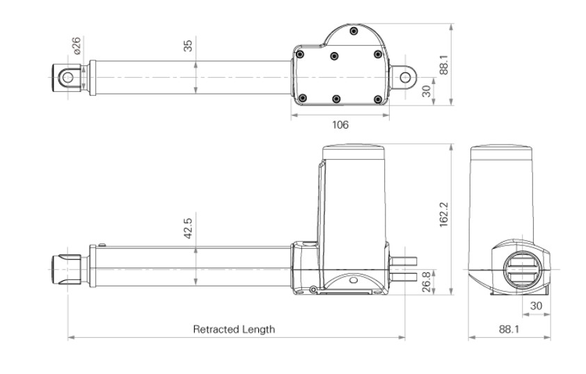 High Force Waterproof IP66 Hall Sensor Linear Actuator For Medical