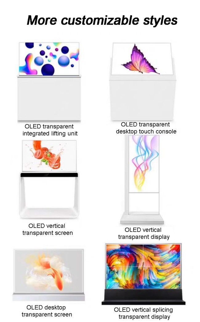 Floorstanding Transparent Glass OLED Screen Display Digital Signage Special Design Screen Factory
