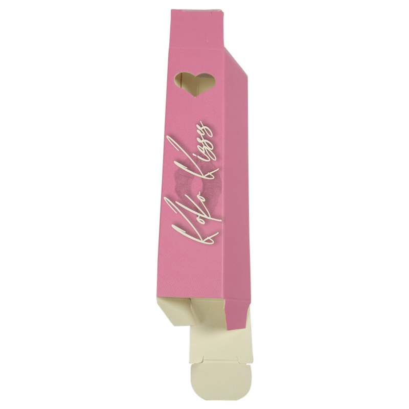 Luxury Custom Printing Pink Fold Cosmetics Lip Gloss Packaging Lipstick Paper Box With Heart Shape