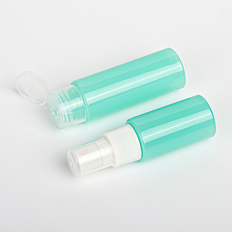 Food Grade Cosmetic Spray Bottle Green Color 50ml Plastic With Flip Cap