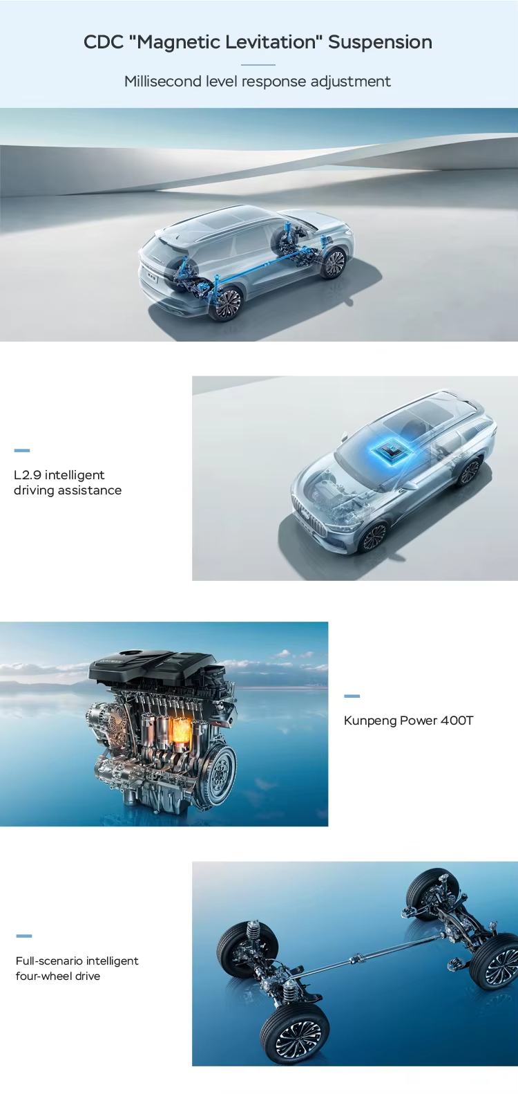 2024 CHERY TIGGO 9 SUV Gas Petrol 2.0T 261PS L4 192kW/400Nm R20 luxury LHD Made in 4820*1930*1699 Maximum speed km/h 205