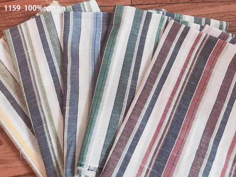Breathable 140gsm Yarn Dyed Stripe Knit Fabric Woven Cotton Shirt Fabric