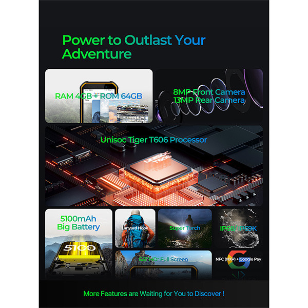 4G Standby Rugged Cell Most Indestructible Phone Unlocked 5100mAh
