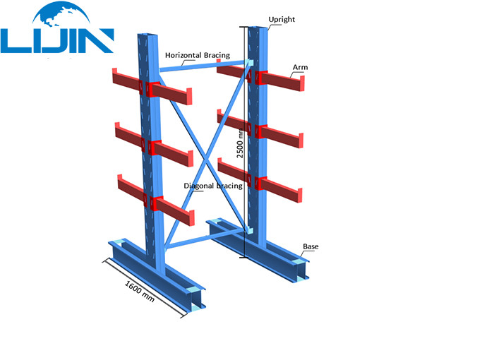 Powder Coating Cantilever Racking Systems For Long Material Speedy Towing Picking