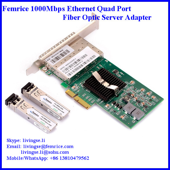 1000Mbps Quad Port Network Card SFP Slot Server NIC Adapter, Fiber Optic Network Adapter Femrice 10004PF