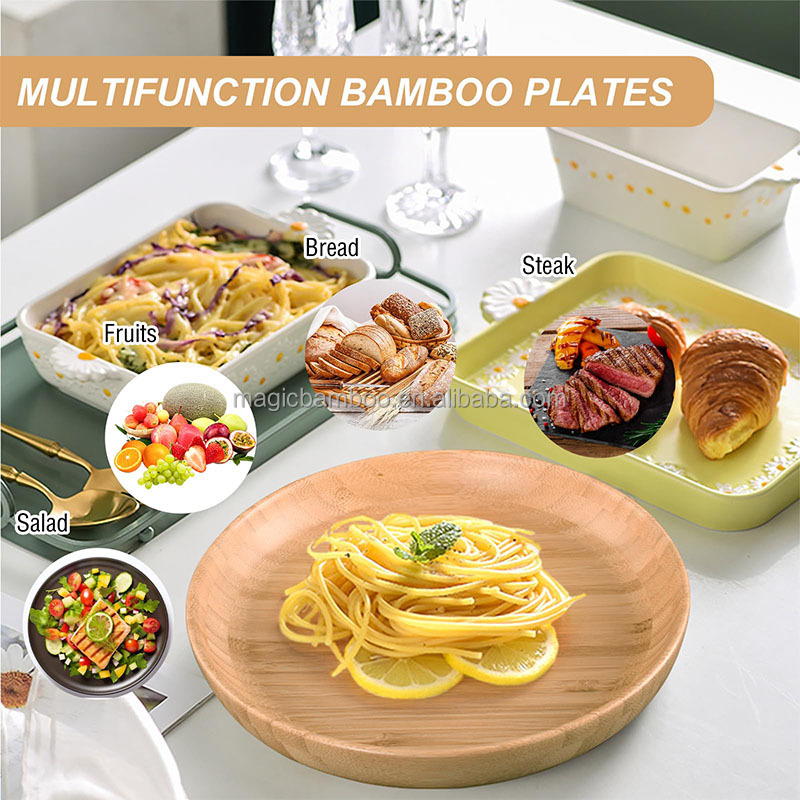 Minimalist Design Style Bamboo Appetizer Plates for Dinner Desserts Snacks and Salads