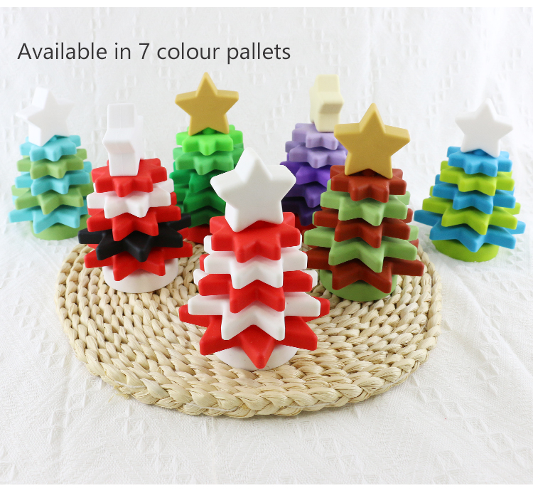 Babe Soft Silicone Stacking Rings Blocks With Christmas Tree Shape