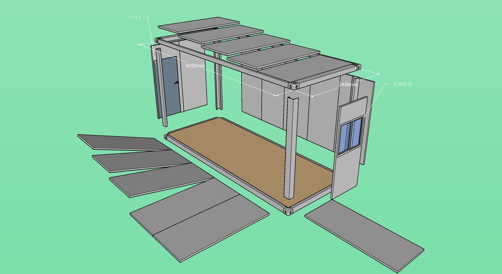 Minimalist 20ft Used Prefab Steel Buildings Living Room Home