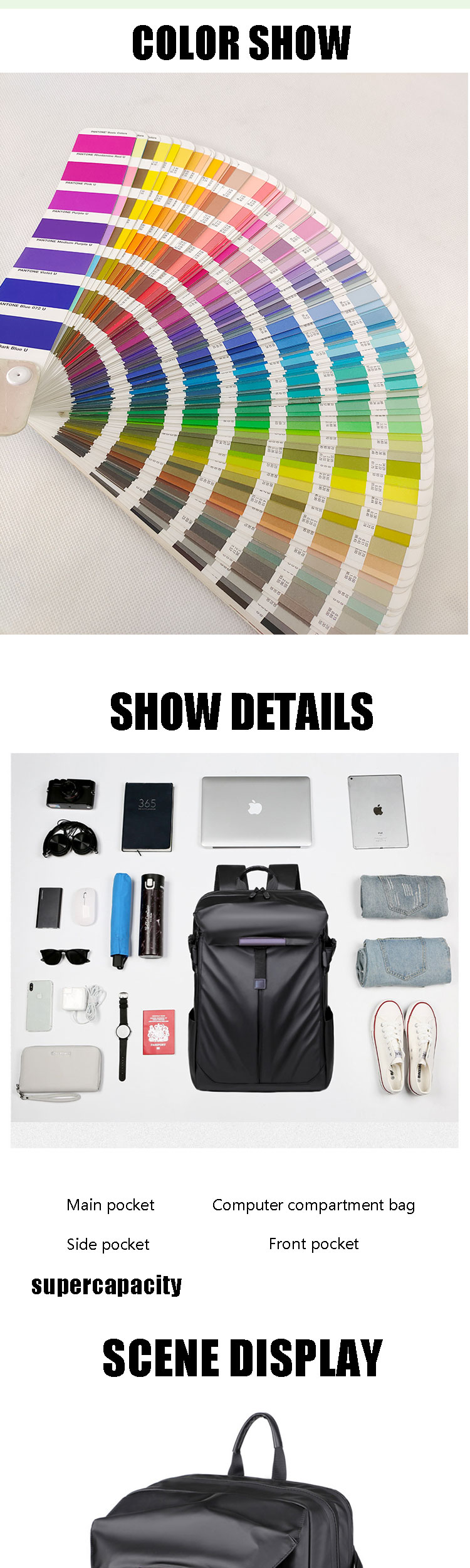 Custom Pattern Male Laptop Backpacks Waterproof Leather Computer Backpack