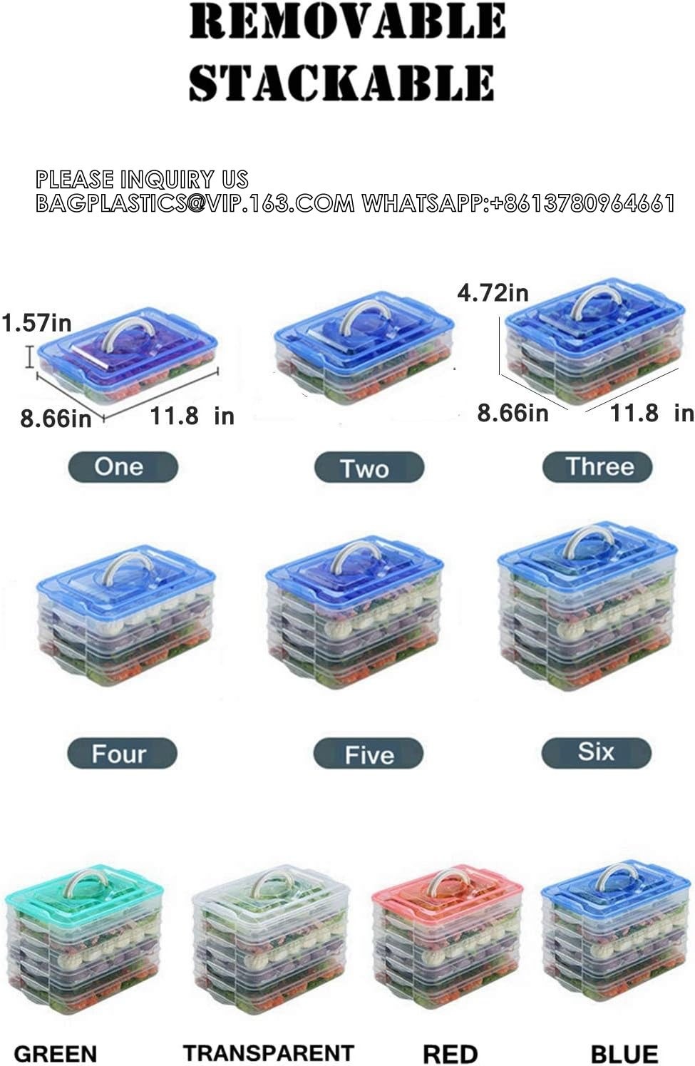 Refrigerator Organizer Bin, Plastic Food Storage Containers With Lid, Stackable Food Organizer Keeper
