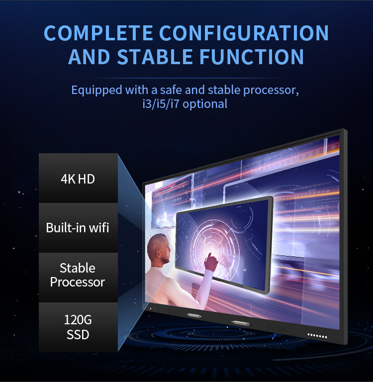 Interactive 5ms Touch Screen Interactive Whiteboard 3840*2160 Resolution