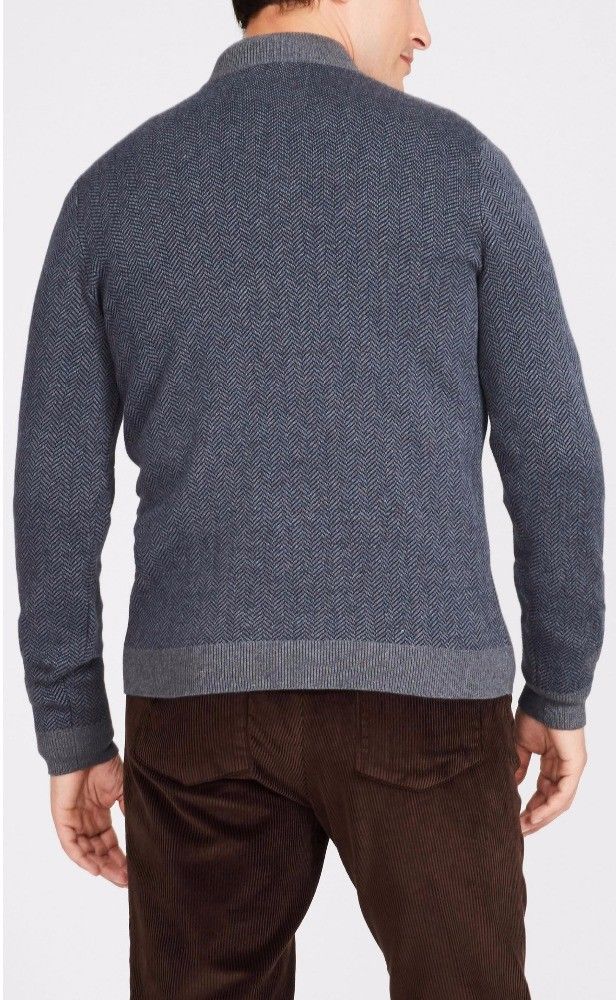 12GG Mens Grey Quarter Zip Sweater , 55 Cotton 45 Modal Polo Pullover Sweater