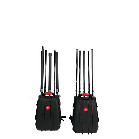 Man Pack VHF UHF Mobile Phone Signal Jammer/WiFi /GPS L1,130W Max 5 Bands,1-2 Hours Built-in Battery