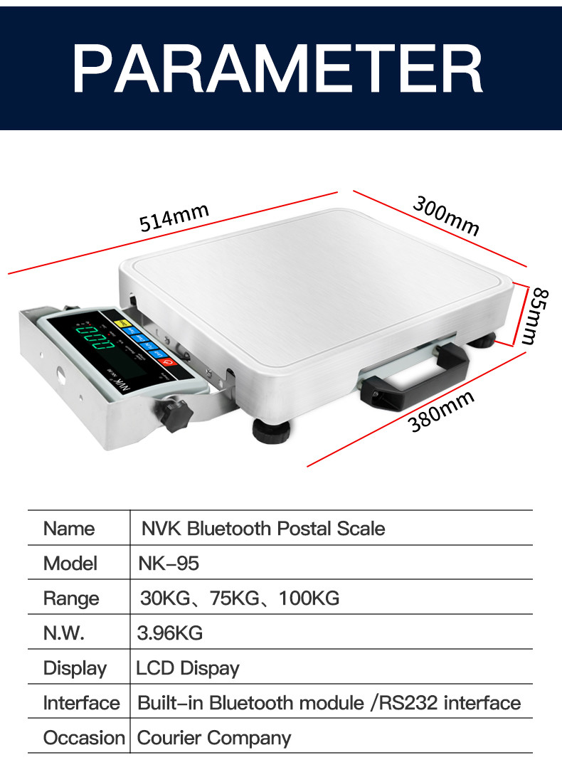 Nvk Hot Selling Portable Handheld Lcd Electronic Postal Scale Platform Shipping 100kg Postal Scale Digital