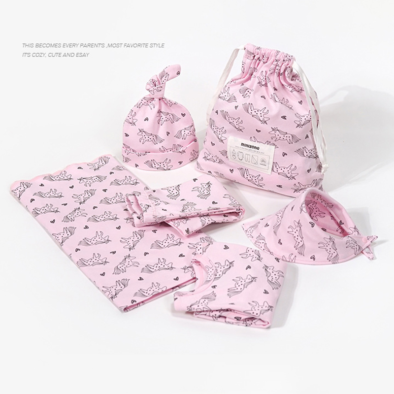 Wholesale Soft Organic Cotton Baby Pajamas Blanket Rib Hat Pants Set Baby Gift Set Newborn Baby Set