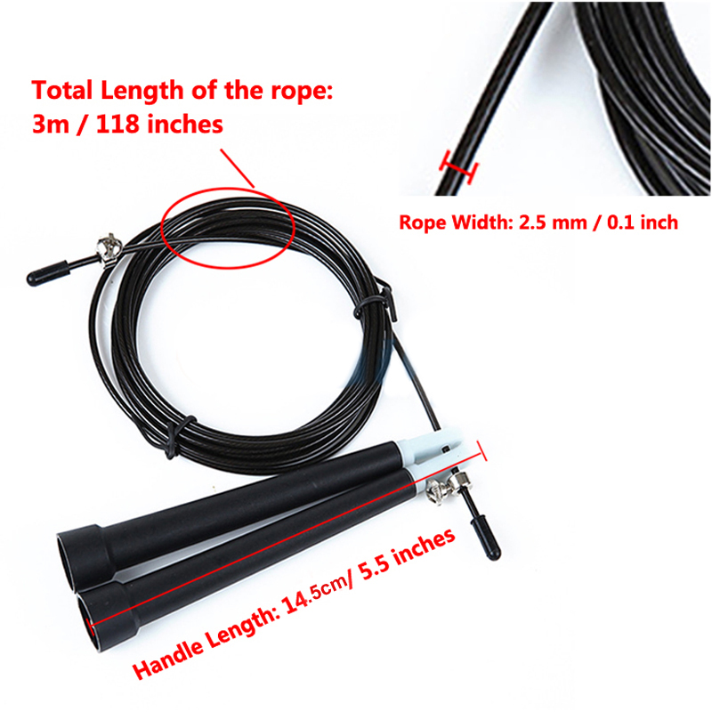 ABS Sports Skipping Ropes 5.5'' Long Handle Freestyle Jump Rope Cable Steel