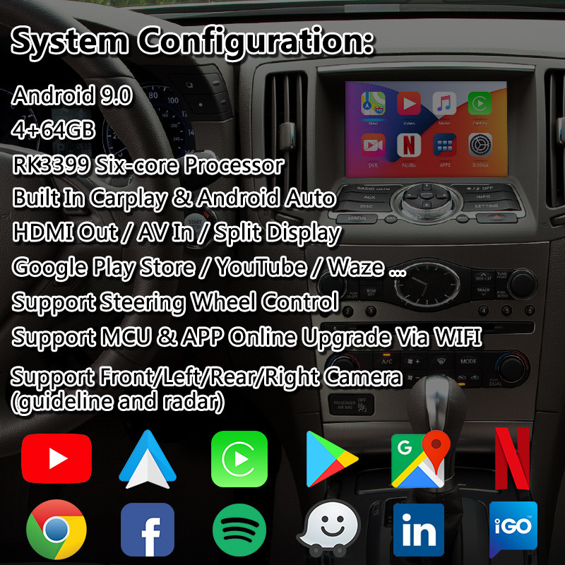 Android Carplay Navigation Interface Box for Infiniti G25 G37 G35 With NetFlix Android Auto