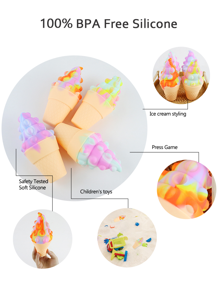 3D Colorful Silicone Ice Cream Teether For Baby Stress Relief Psychology