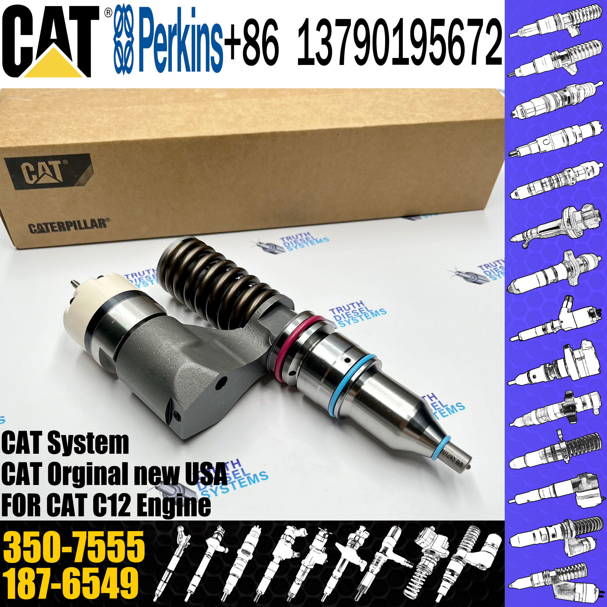 C10 C12 Diesel fuel Injector 153-7923 317-5278 350-7555 166-0149 10R-0961 10R-1258 212-3469for Excavator