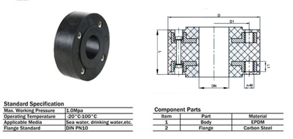 EPDM Rubber Metal Expansion Rubber Bellows Of Expansion Joint Flange