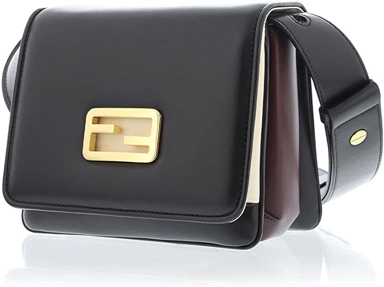 Fendi Id Flap Tricolor Black Leather Shoulder Bag 8BT328 Includes Dust Bag