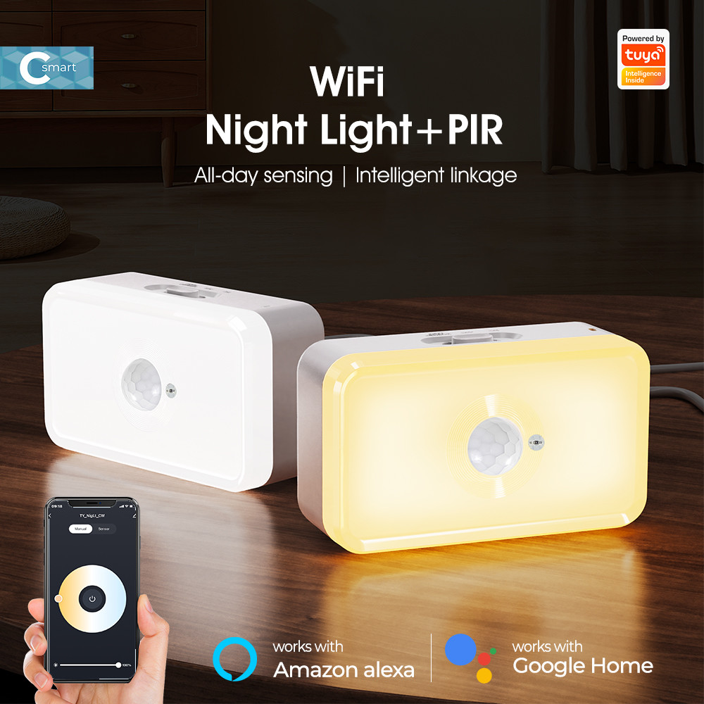 Tuya WIFI PIR Motion Sensor Human Body Sensing Smart LED Night Light Detection App Voice Works With Alexa Google Home Suitable For Bedrooms, Kitchens,