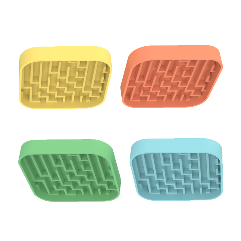 Custom Cute labyrinth maze Pattern silicon Pet Dog Food Feeding Mat Silicone Slow Feeder Licking Pad
