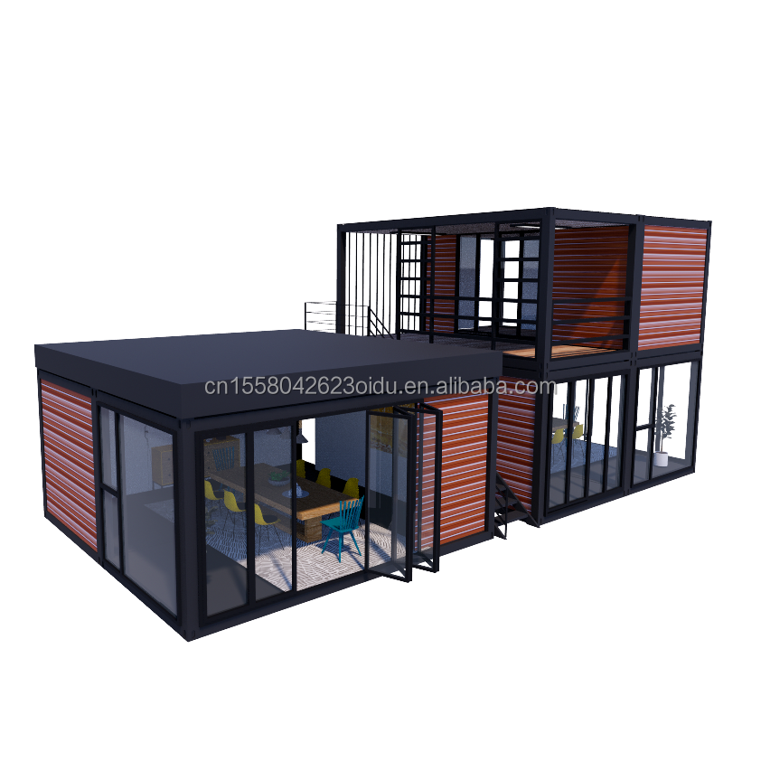 40ft 20ft Deluxe Bedroom Large Glass Studio Movable Wood House Wall 50/75/100mm Wave Sandwich Panel Customized Color Hotels