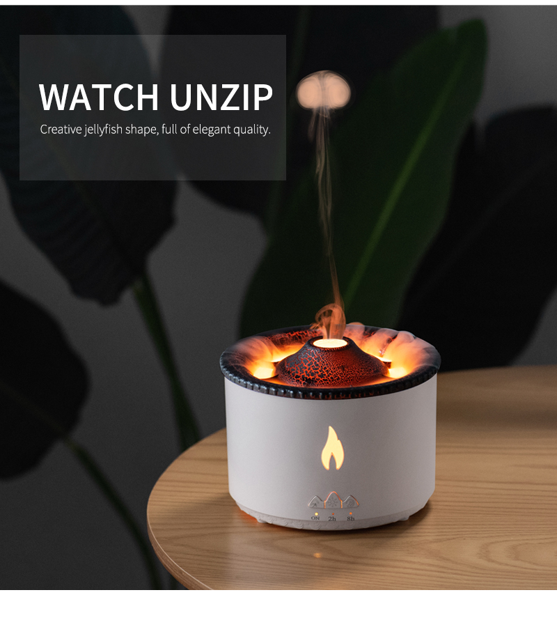 350ML Capacity 3D Flame Effect Volcano Air Humidifier Aroma Diffuser for Home Fragrance