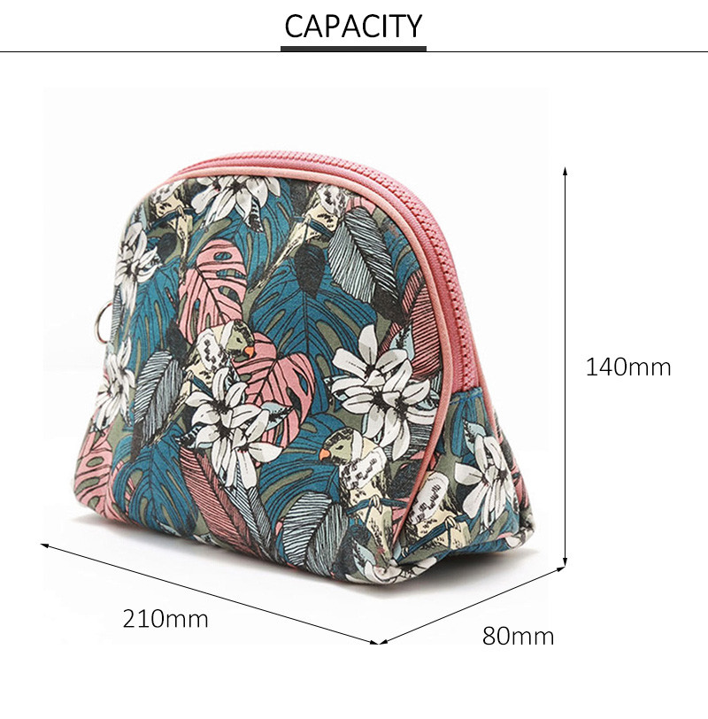 Beauty Eco Friendly Canvas Portable Floral Cosmetic Bag