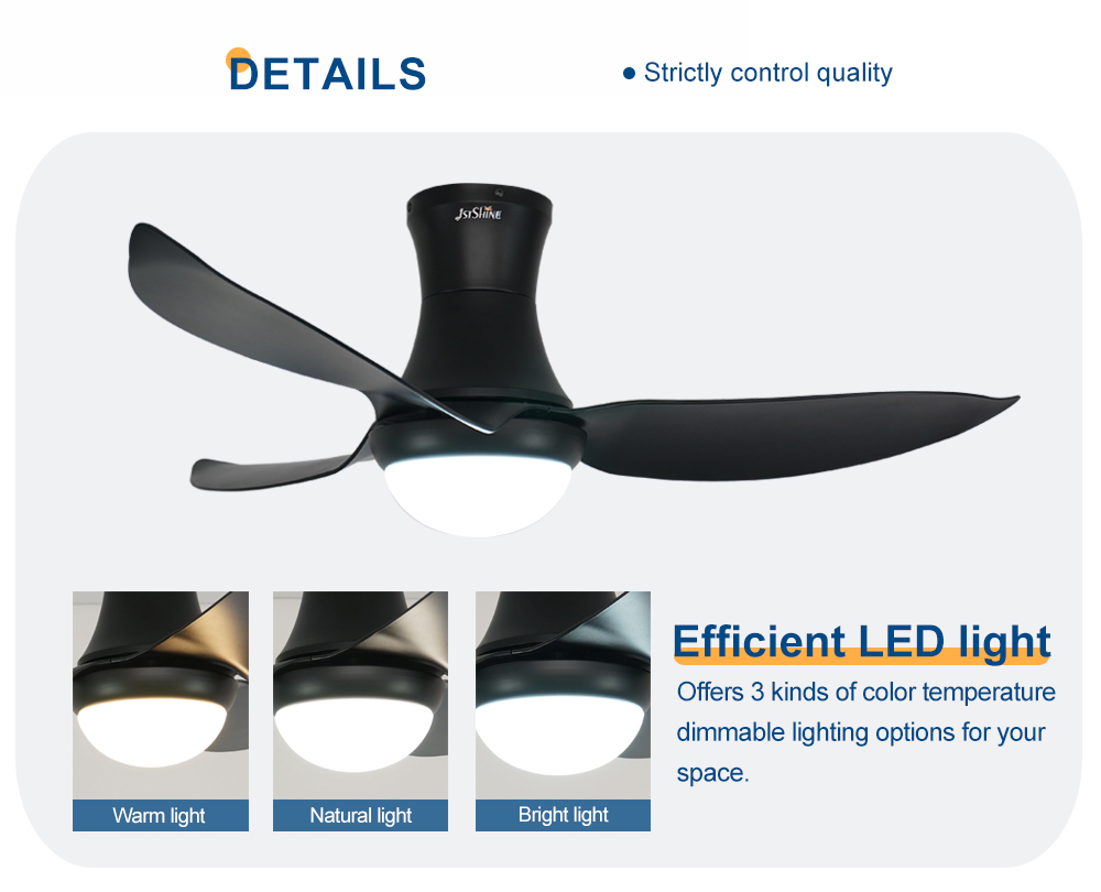 Low Ceilings 1stshine Ceiling Fan 110V/220V Silent with WIFI Control and Flush Mount